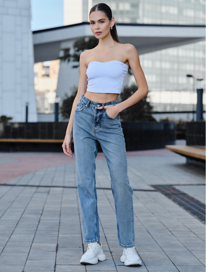 Blugi de damă Staff light blue mom