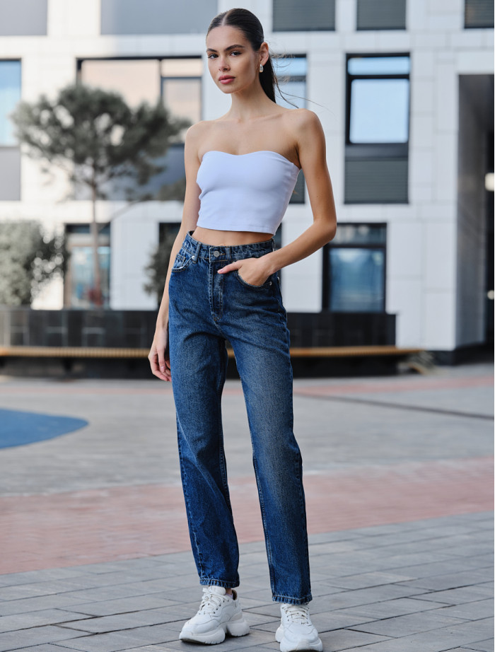 Blugi de damă Staff blue mom