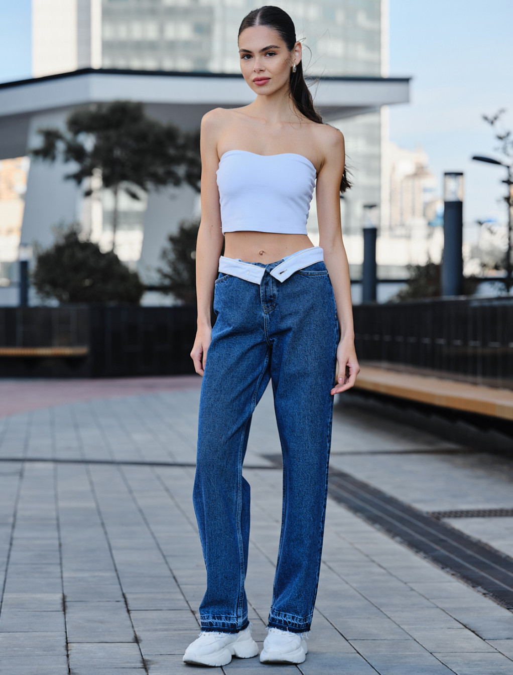Blugi de damă Staff wide leg blue