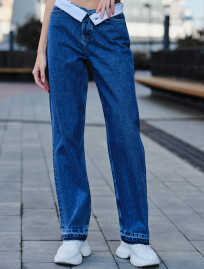 Blugi de damă Staff wide leg blue