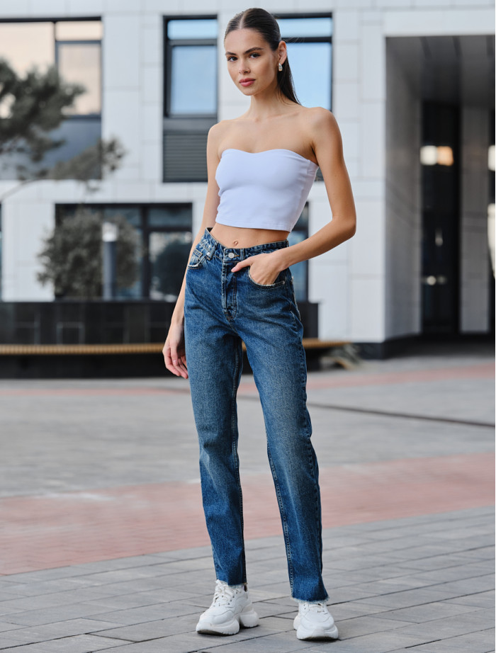 Blugi de damă Staff blue mom