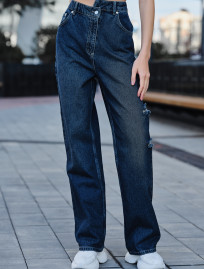 Blugi de damă Staff wide leg dark blue