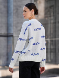 Pulover tricotat de damă Staff amour white