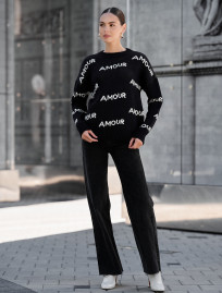 Pulover tricotat de damă Staff amour black