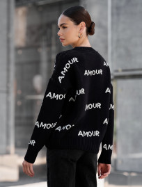 Pulover tricotat de damă Staff amour black