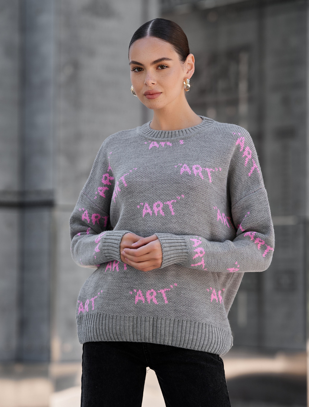 Pulover tricotat de damă Staff art gray