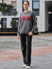 Pulover tricotat de damă Staff amour gray oversize