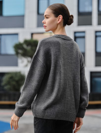Pulover tricotat de damă Staff amour gray oversize