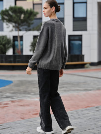 Pulover tricotat de damă Staff amour gray oversize