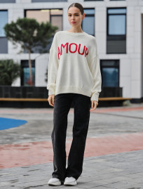 Pulover tricotat de damă Staff amour milk oversize