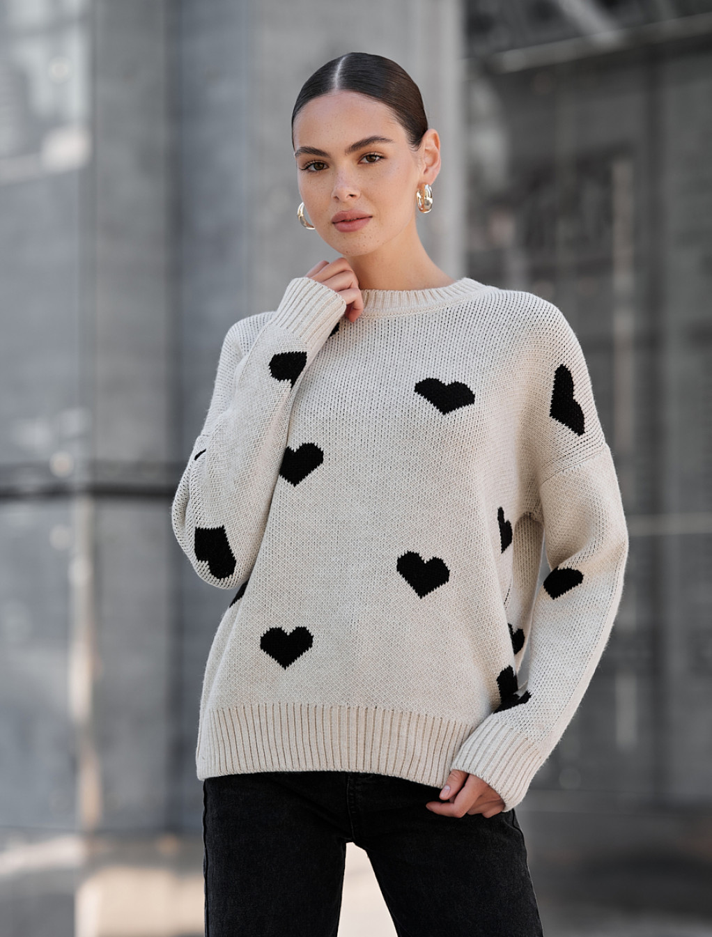 Pulover tricotat de damă Staff hearts