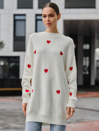 Rochie-pulover tricotat de damă Staff hearts oversize