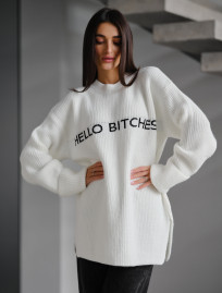 Pulover tricotat de damă Staff lo white oversize