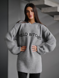 Pulover tricotat de damă Staff lo gray oversize