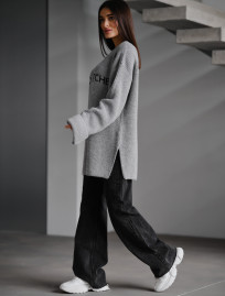 Pulover tricotat de damă Staff lo gray oversize