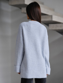 Pulover tricotat de damă Staff lo white & light blue oversize