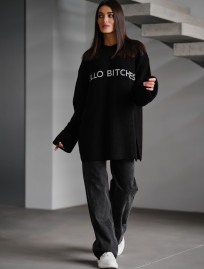 Pulover tricotat de damă  Staff lo black oversize