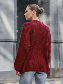 Pulover tricotat de damă Staff bear bordo oversize