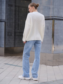 Pulover tricotat de damă Staff bear white oversize