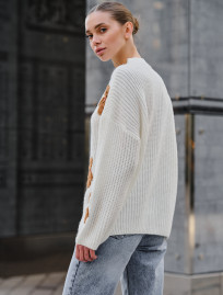 Pulover tricotat de damă Staff bear white oversize