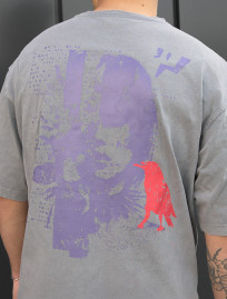 Tricou Staff gray face oversize