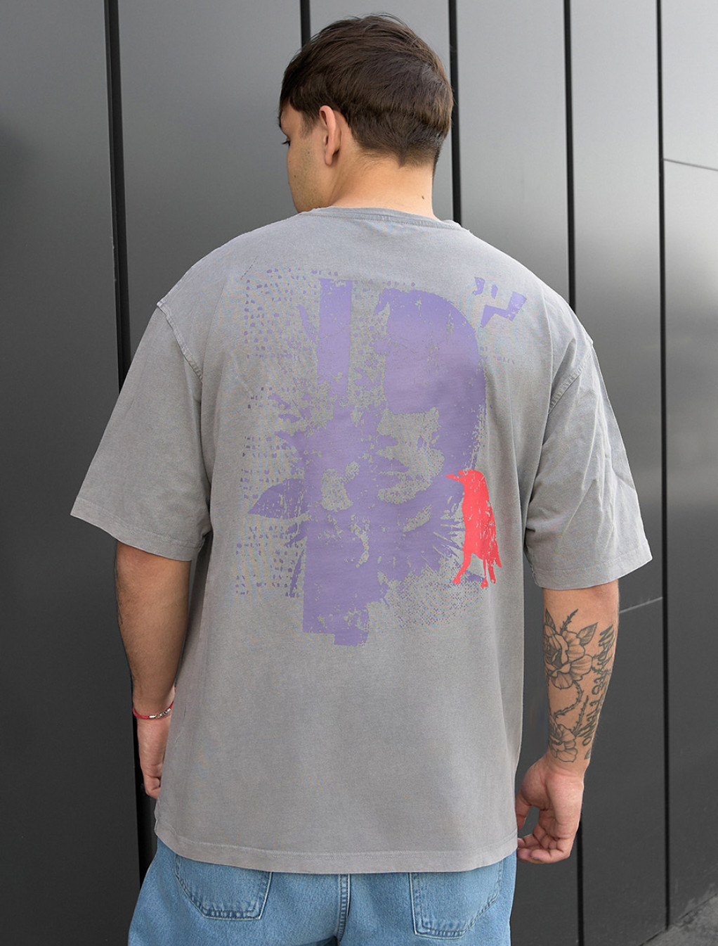 Tricou Staff gray face oversize