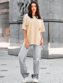 Tricou de damă Staff ri beige oversize