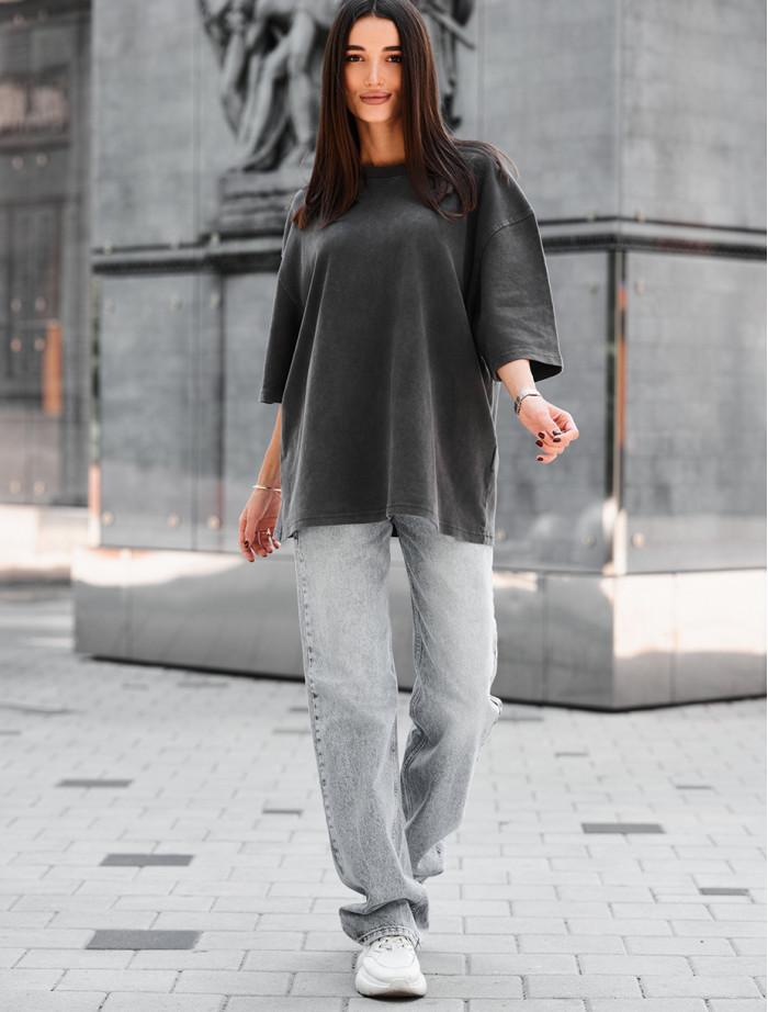 Tricou de damă Staff ri dark gray oversize