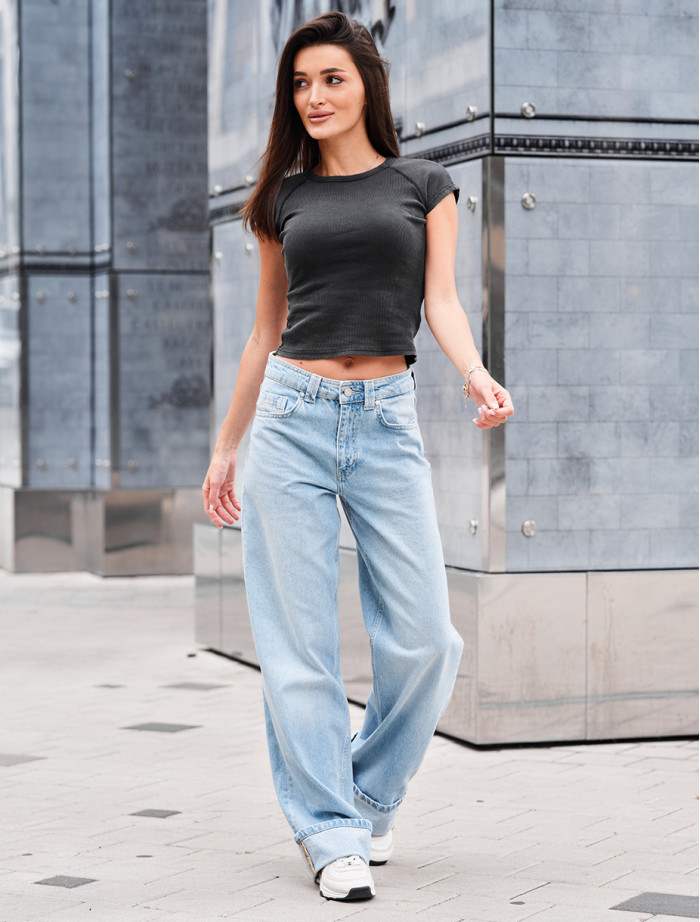 Blugi de damă Staff wide-leg light blue