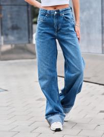 Blugi de damă Staff wide-leg blue