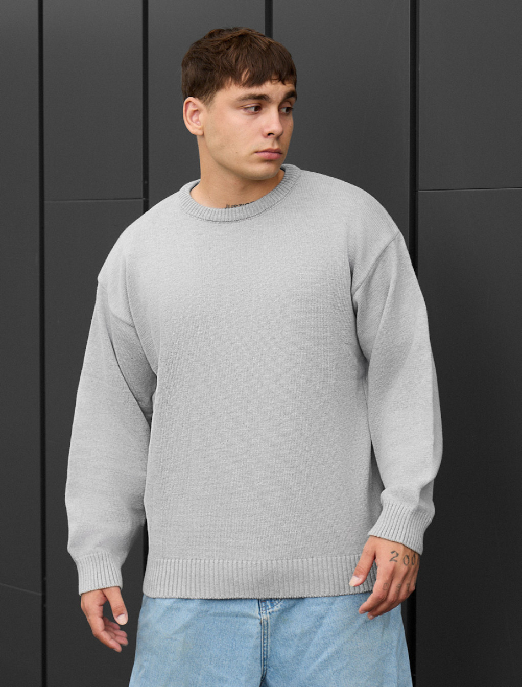 Pulover tricotat Staff 102 light gray