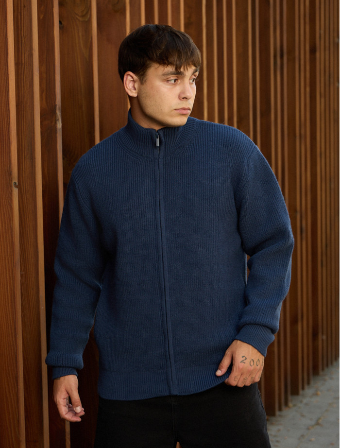 Pulover tricotat Staff 99 navy oversize