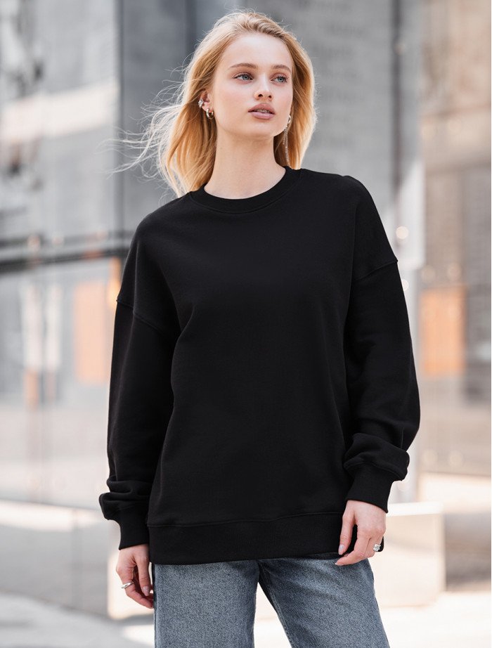 Bluză de damă Staff lay black oversize fleece
