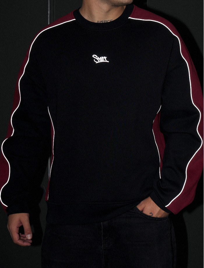 Bluză de trening Staff bordo & black logo reflective fleece