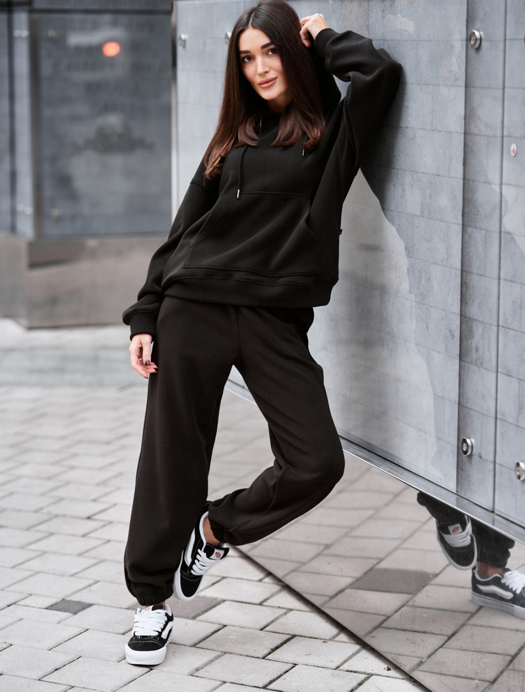 Costum de trening de damă Staff nu black oversize fleece