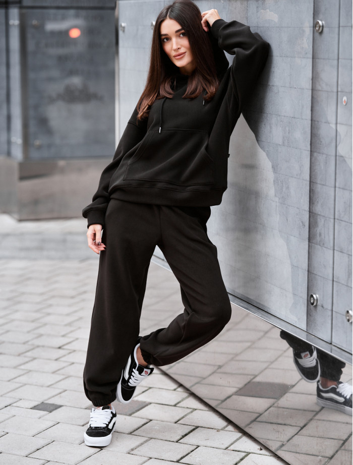 Costum de trening de damă Staff nu black oversize fleece