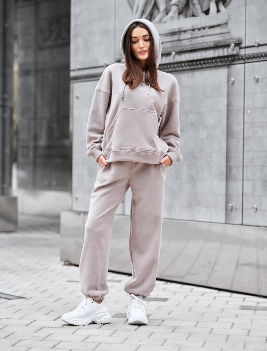 Costum de trening de damă Staff nu gray oversize fleece