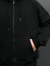Costum de trening Staff wit zip black oversize fleece