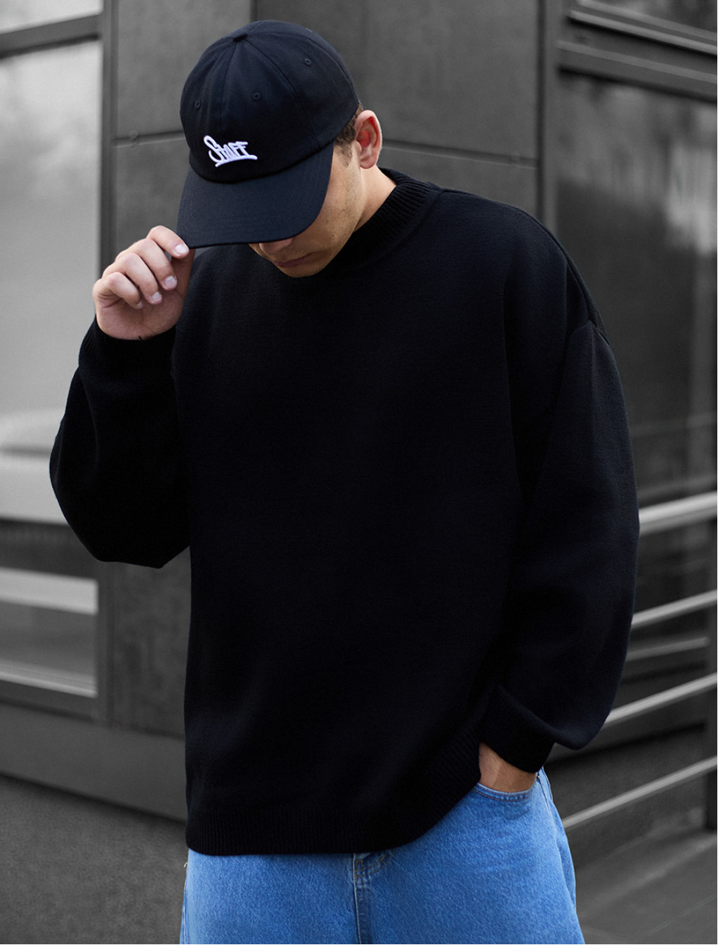Pulover tricotat Staff all black oversize