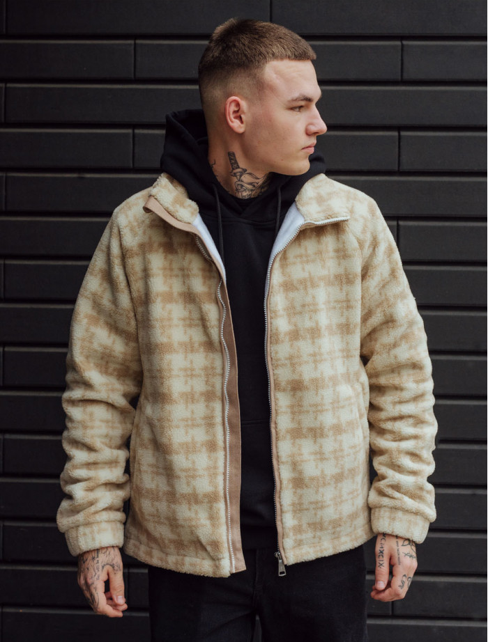 Geacă de blană Staff vlas beige