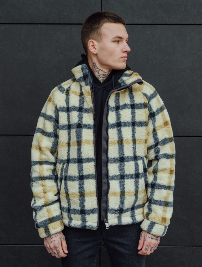 Jachetă de blană Staff vlas beige & gray