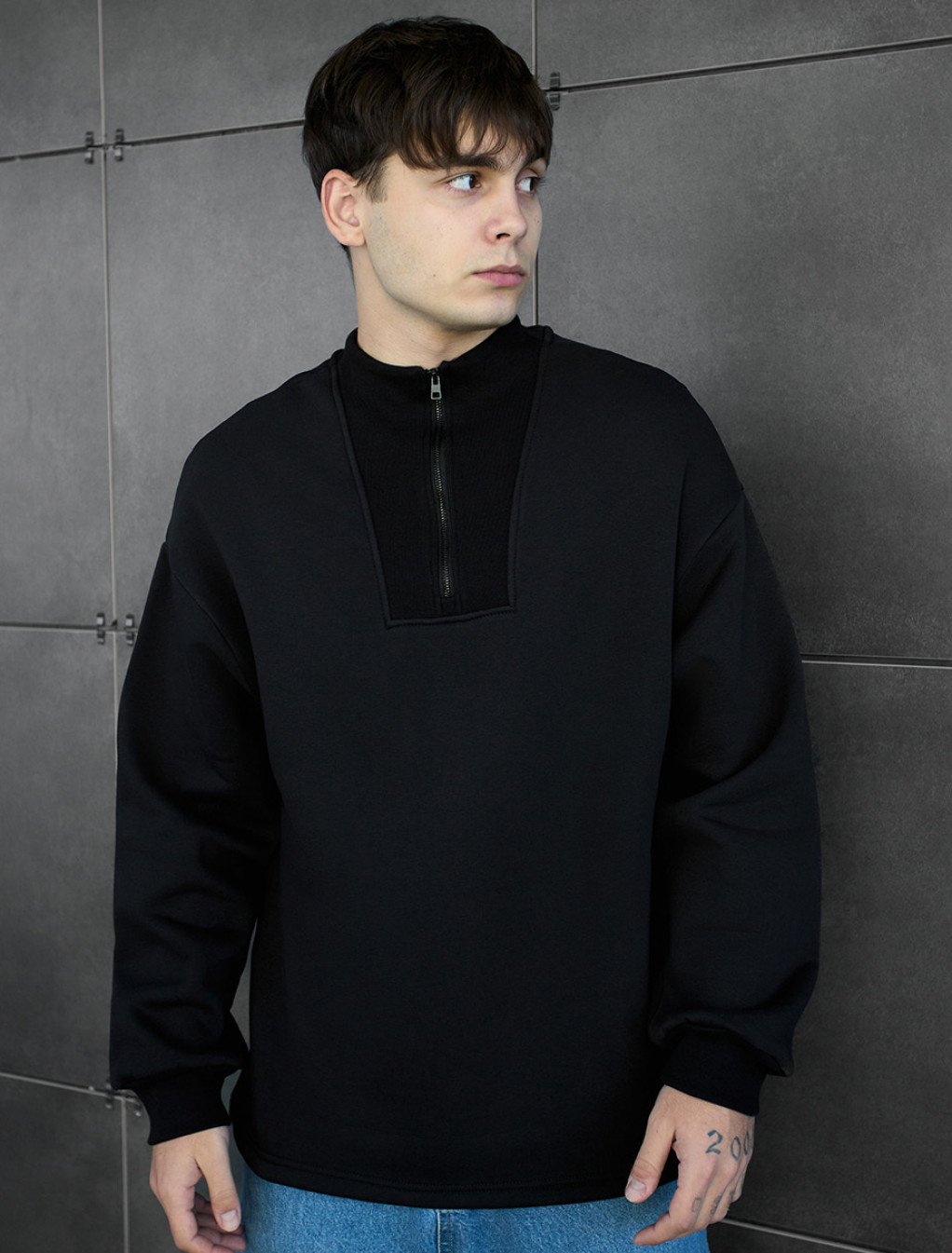 Bluză de trening Staff black2 zip oversize fleece