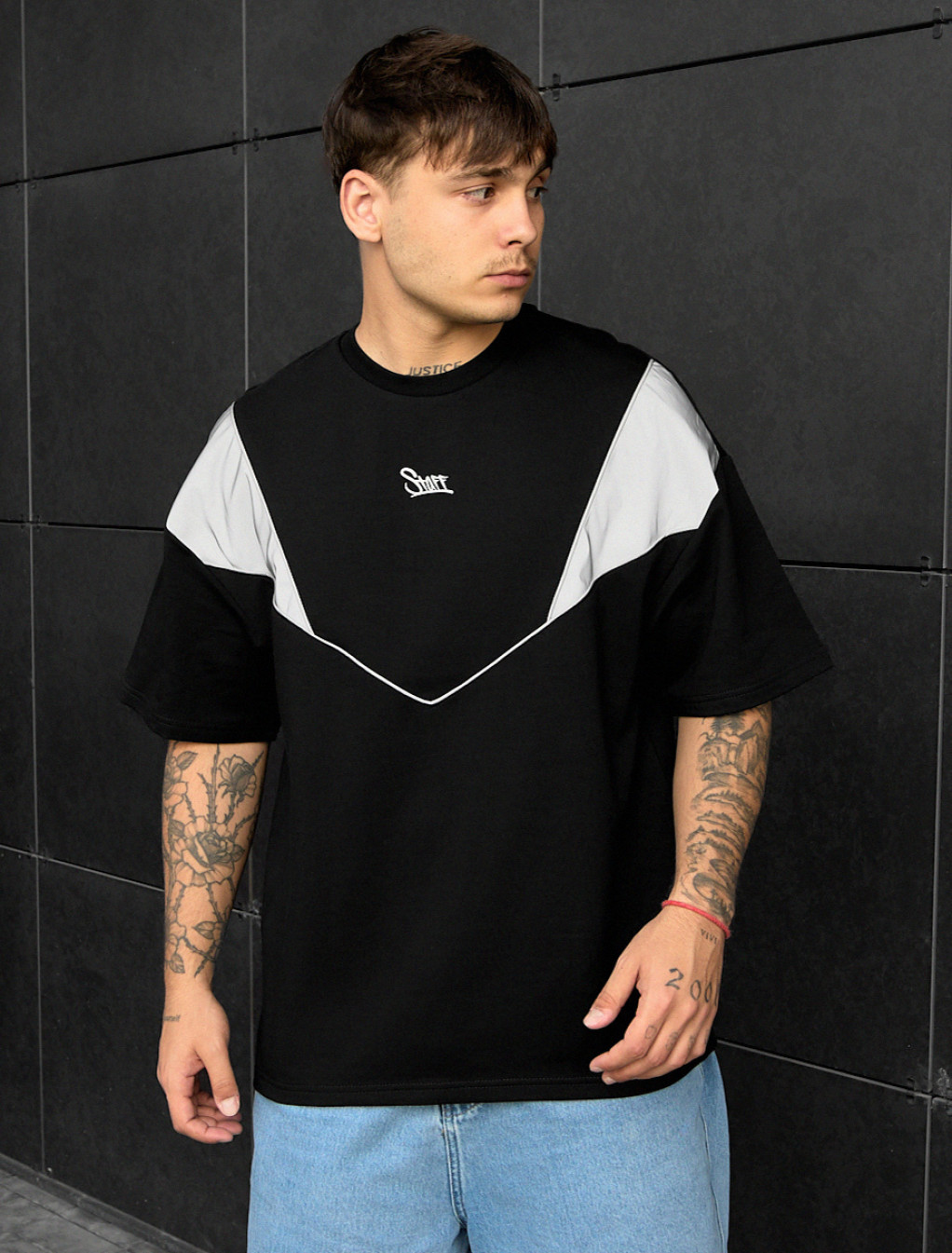 Tricou Staff reflective logo oversize