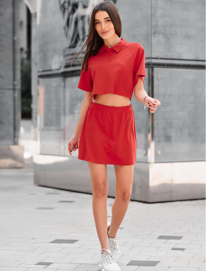 Set polo + fustă de vară de damă Staff red