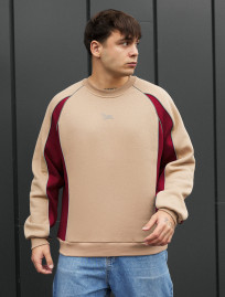 Bluză de trening Staff lur beige & bordo reflective oversize fleece