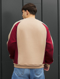 Bluză de trening Staff lur beige & bordo reflective oversize fleece