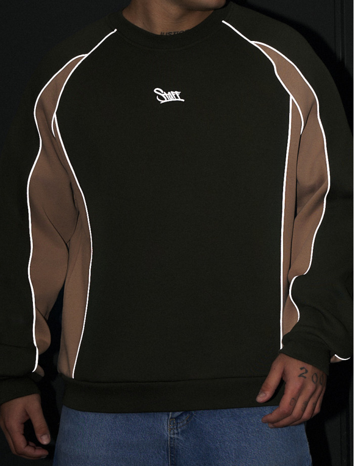 BLuză de trening Staff lur khaki & beige reflective oversize fleece