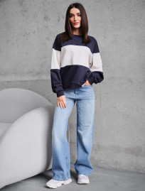 Bluză de trening de damă Staff of navy & light beige oversize