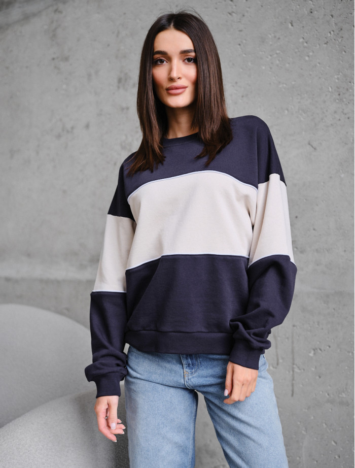 Bluză de trening de damă Staff of navy & light beige oversize