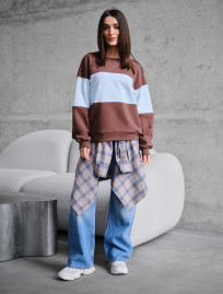 Bluză de trening de damă Staff of brown & light blue oversize